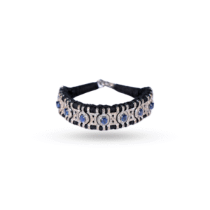 Handmade Blue Sapphire Pave Diamond Bracelet in 925 Sterling Silver