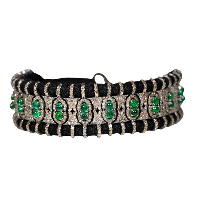 Handmade Zambian Emerald Pave Diamond Bracelet in 925 Sterling Silver - Image 2