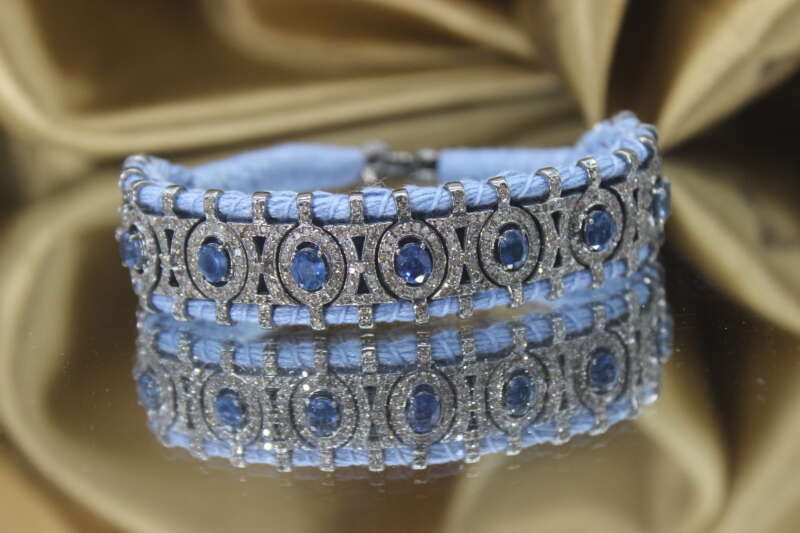 Handmade Blue Sapphire Pave Diamond Bracelet in 925 Sterling Silver - Image 7