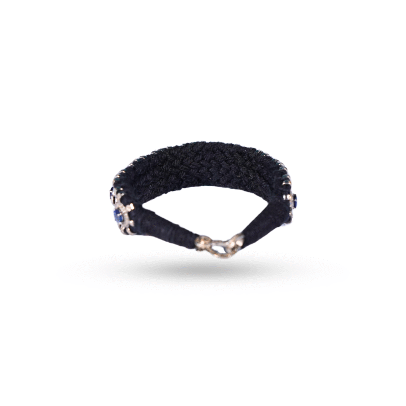 Handmade Blue Sapphire Pave Diamond Bracelet in 925 Sterling Silver - Image 9