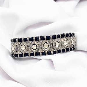 Handmade Polki Diamond, Pave Diamond Bracelet in 925 Sterling Silver