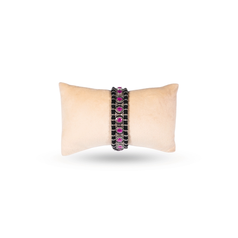 Handmade Ruby Pave Diamond Bracelet in 925 Sterling Silver - Image 3