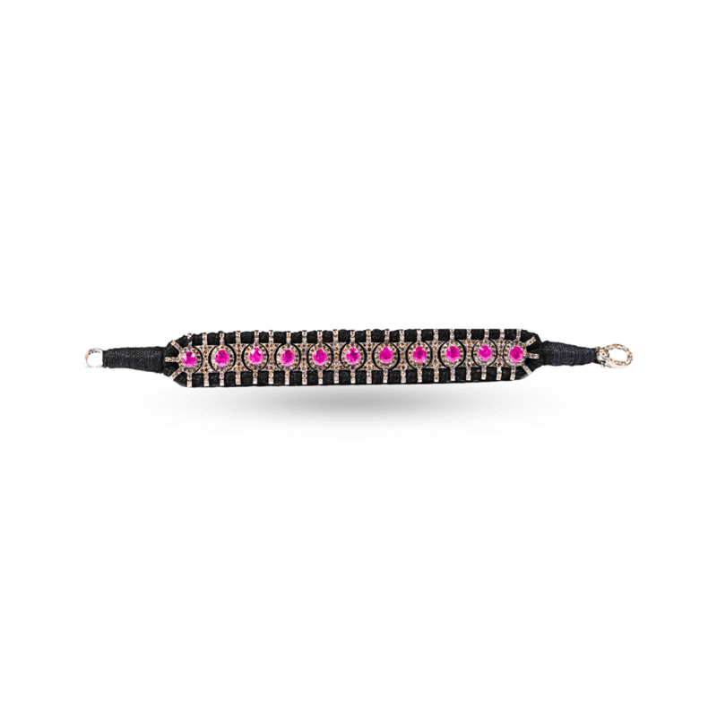 Handmade Ruby Pave Diamond Bracelet in 925 Sterling Silver - Image 2