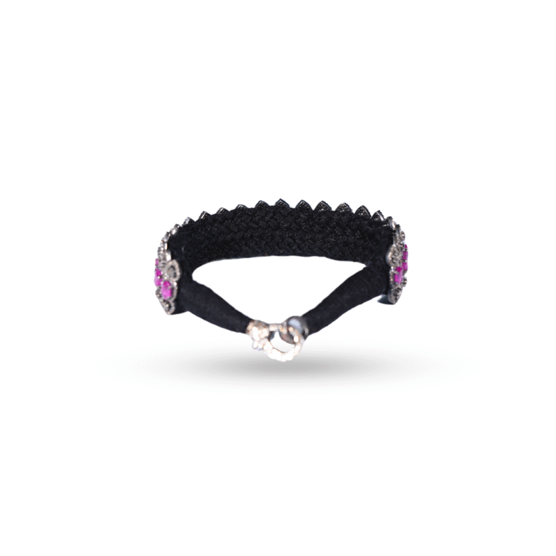 Handmade Ruby Pave Diamond Bracelet in 925 Sterling Silver - Image 4