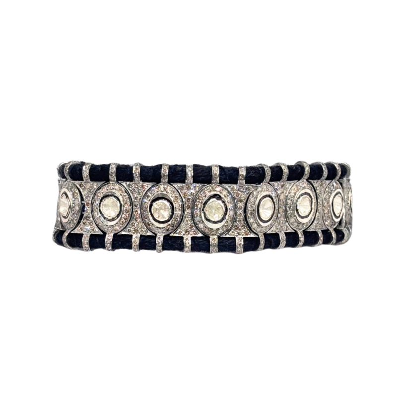 Handmade Polki Diamond, Pave Diamond Bracelet in 925 Sterling Silver - Image 2