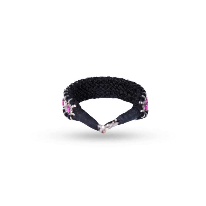 Handmade Ruby Pave Diamond Bracelet in 925 Sterling Silver - Image 4