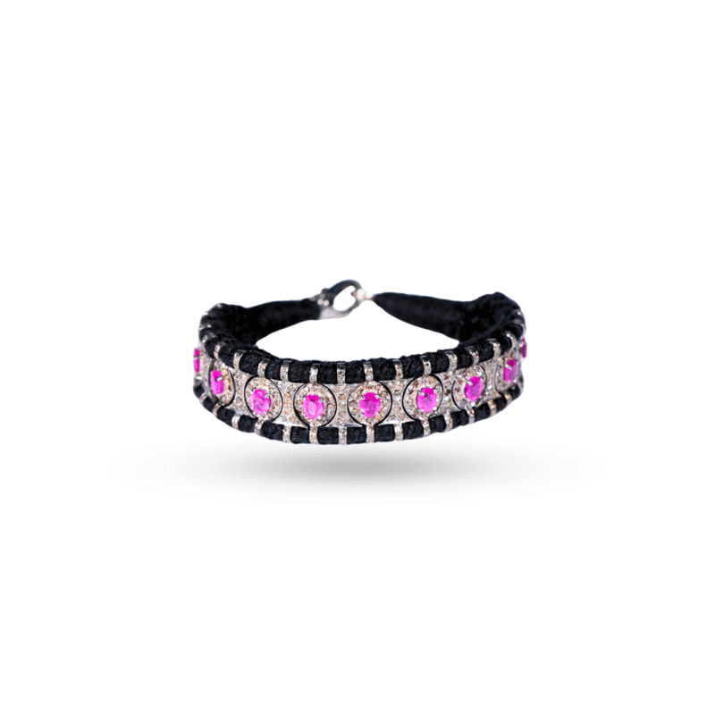 Handmade Ruby Pave Diamond Bracelet in 925 Sterling Silver - Image 5