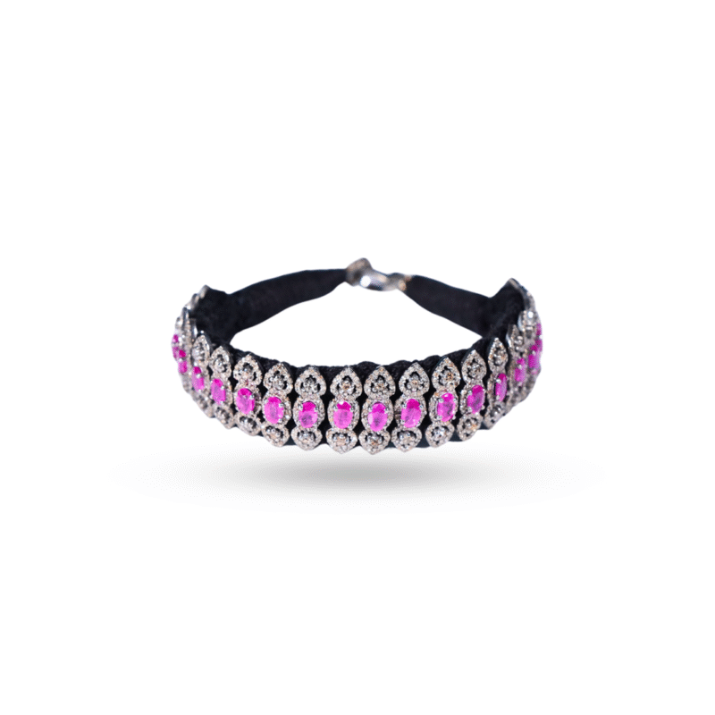 Handmade Ruby Pave Diamond Bracelet in 925 Sterling Silver - Image 5