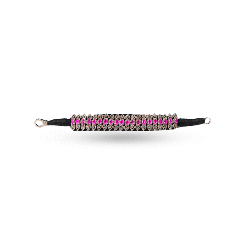 Handmade Ruby Pave Diamond Bracelet in 925 Sterling Silver - Image 2