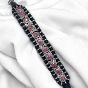 Handmade Ruby Pave Diamond Bracelet in 925 Sterling Silver